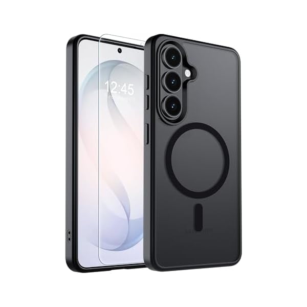ccwonima Magnetic for Samsung Galaxy S26 Plus Case with Screen Protector, (Built-in Magnets) (Military Grade Drop Protection) Slim Translucent Shockproof Phone Case,Black