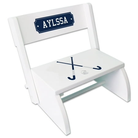 Personalized Field Hockey White Flip Stool