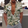 thumbnail image 5 of Hpapadks Mens Shirts Floral 3D Digital Print Short Sleeve Lapel Button Blouses Loose Fit Mens Dress Shirt Green XXS, 5 of 5