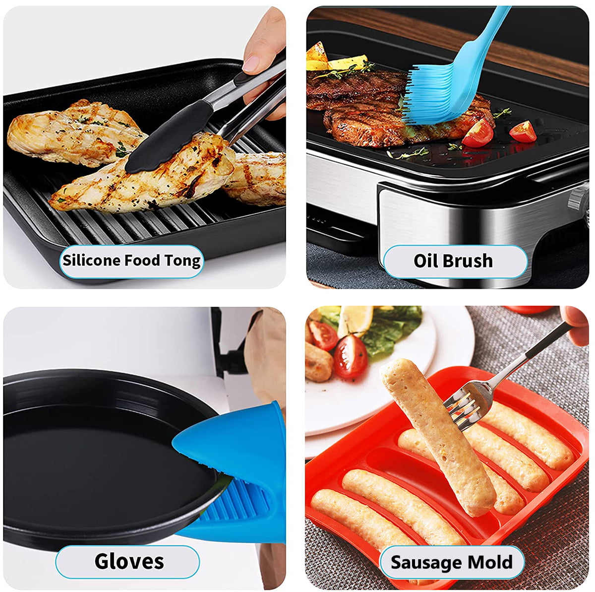Stainless Steel 7 Air Fryer Accessories Food Tongs Oil Brush Single Layer  Skewers Rack Cupcake Molds for 3.2Qt-5.8Qt Air Fryer