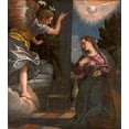 thumbnail image 2 of Veronese , Paolo 26x29 Black Ornate Wood Framed with Double Matting Museum Art Print Titled - The Annunciation, 2 of 4