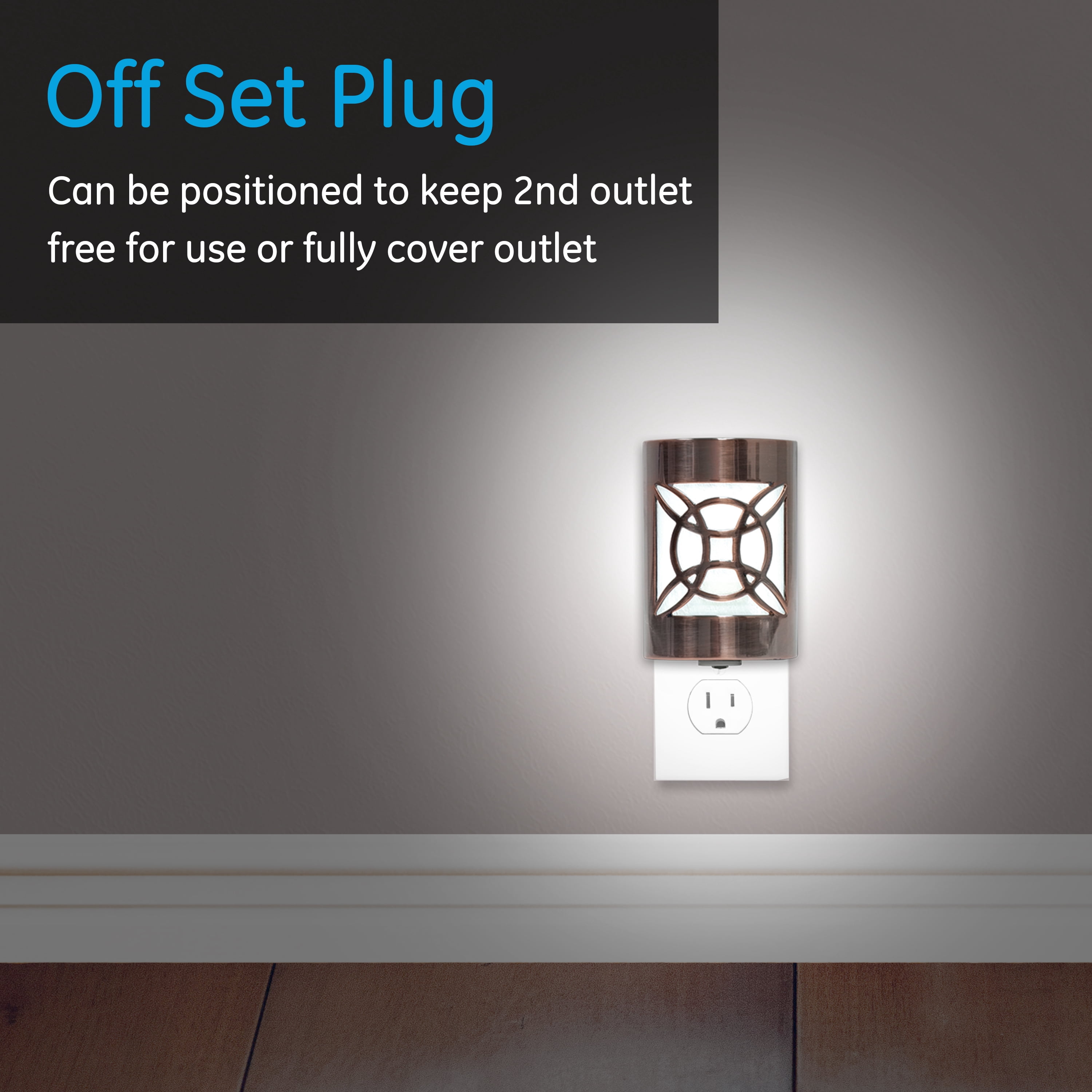 GE CoverLite LED Night Light, Geometric Oil-Rubbed Bronze, 11332