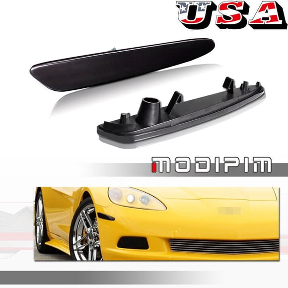 2 smoked front marker light housings for Chevrolet for Corvette C6 2005-2013-