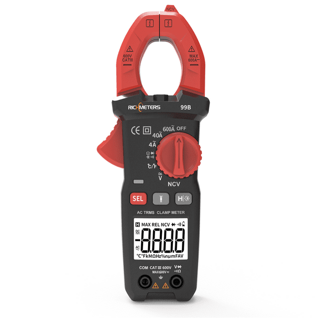 Graflsoa 600A AC/DC Clamp Multimeter with Temperature & Capacitance Measurement - Digital Multimeter for Current, Voltage, Resistance, and More (Model RM99B)
