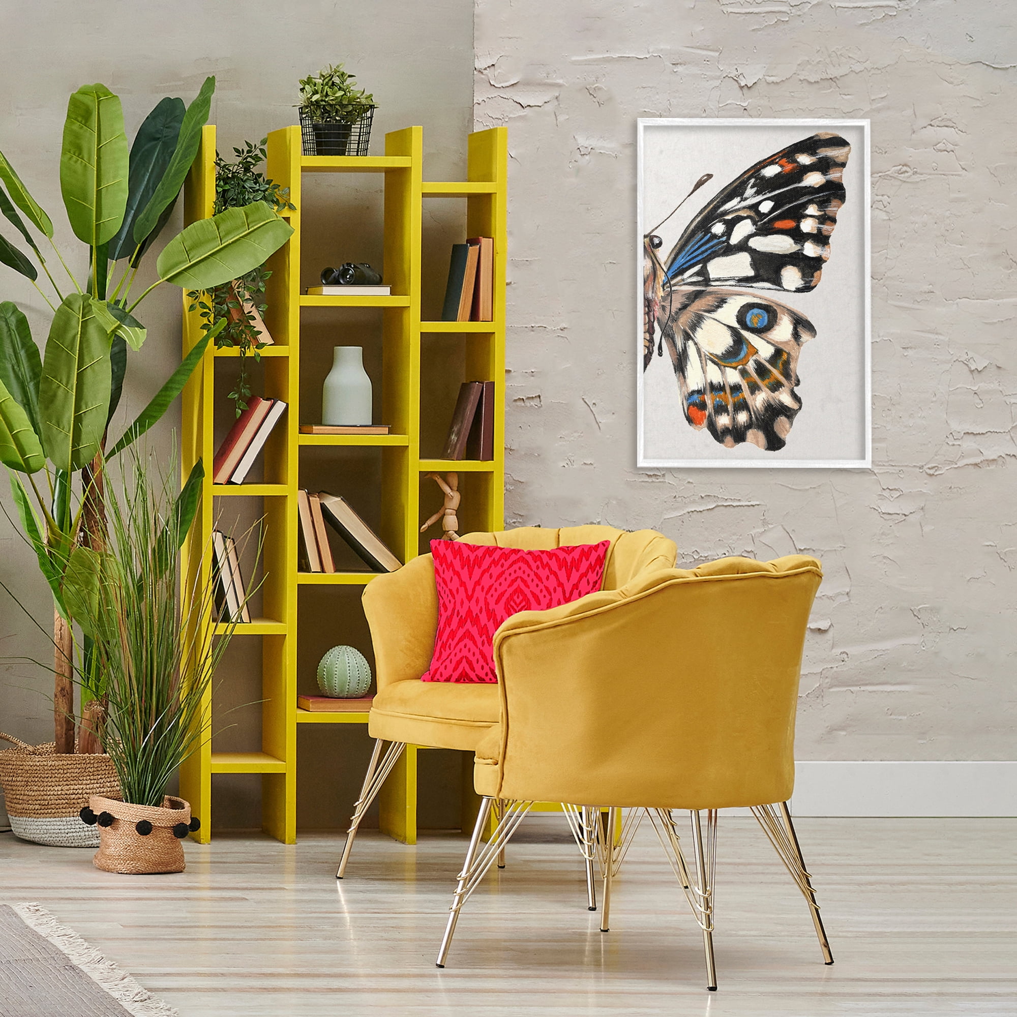 Stupell Industries Butterfly Wing with Spots Animals & Insects Painting White Framed Art Print Wall Art, 20 x 30
