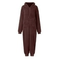 thumbnail image 5 of Women's Fleece Onesie Loungewear Pajamas Winter Warm Fuzzy One Piece Romper Zipper Hooded Jumpsuit Sleepwear Ladies Clothes, 5 of 6