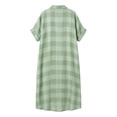 thumbnail image 4 of Wsysadlol Womens Summer Dresses Women Casual Plaid Print Button Up Shirt Dress Lightweight Breathable Half Sleeve Loose Long Tunic Plus Size Beach Cover Up And Loungewear, 4 of 5