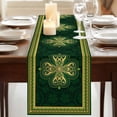 thumbnail image 3 of Table Runners 90 Inches Long Dress Scarves, Saint Patrick's Day Farmhouse Coffee/Dining/Kitchen Table Runner for Living Room, Boho Green Golden Leaves Ethnic Motifs 13x90 Inch, 3 of 9