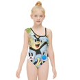 thumbnail image 3 of Cuphead Mugman Ms. Chalice One-Piece Swimsuit for Girls Adjustable One Shoulder Ruffled Swimwear Summer Beach Kids Bathing Suits Sizes 6-12Y, 3 of 7