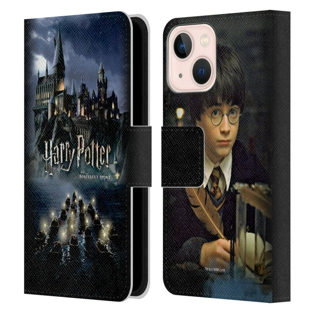 Head Case Designs Officially Licensed Harry Potter Sorcerer's Stone II Castle Leather Book Wallet Case Cover Compatible with Apple iPhone 13 Mini
