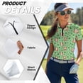 thumbnail image 5 of COEQINE Women Short Sleeve Golf Shirts Soft Quick Dry Fit Golf Tops Cavy Shamrock Green Print Lightweight Tennis Activewear 1/4 Zip Moisture Wicking Polo Shirts for St. Patrick's Day, 2XL, 5 of 7
