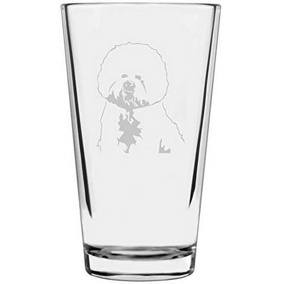 Bichon Frise Dog Themed Etched All Purpose 16oz Libbey Pint Glass