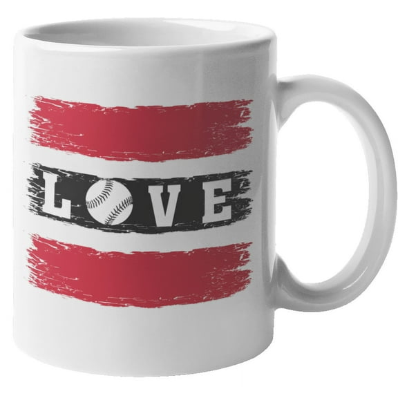 Love Softball. Cute Sports Coffee & Tea Mug For Coach, Athlete, Trainer, Director, Mom, Friend, Bestfriend, Girlfriend, Sporty Teen Daughter, Varsity Teens Or Teenagers (11oz)
