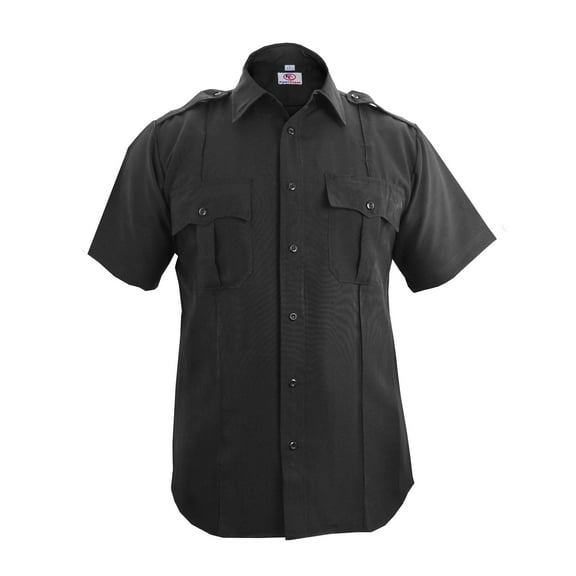 First Class 100% Polyester Short Sleeve Zippered Uniform Shirts - Black - 3XL