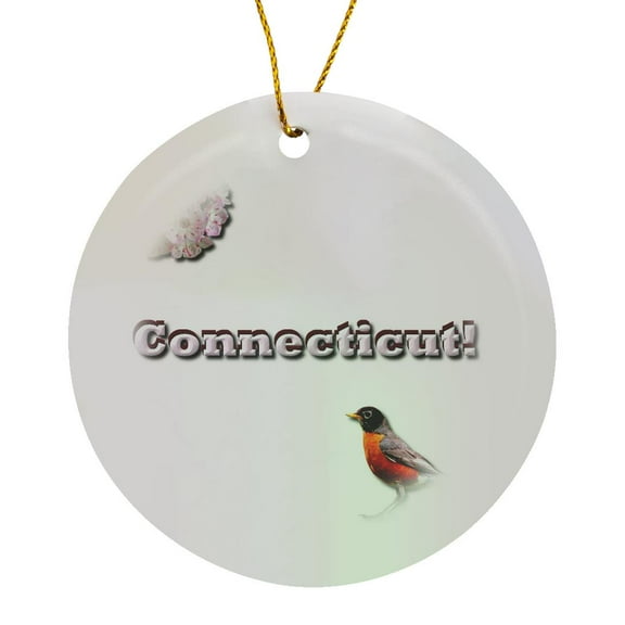 3drose, Connecticut, Circle Porcelain Ornament