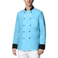 thumbnail image 2 of Hearthz Unisex Chef Jacket Men's Chef Coat Long Sleeves Men's Chef Coat Womens Restaurant Kitchen Cook Shirt Food Service Uniform (Light Blue,M), 2 of 6