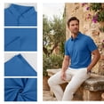 thumbnail image 6 of Havenx Men's Golf Shirt Short Sleeve Quick Dry Performance Polo Collared 3 Buttons Moisture Wicking Golf Shirt Casual Stylish Lightweight Athletic Golf Work Wear,Blue 2XL, 6 of 6