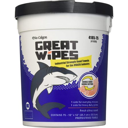Nu-Calgon 4185-75 Great Wipes HVAC Hand Wipes - 75 Count