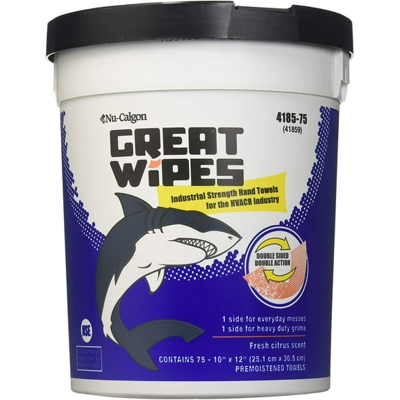 Nu-Calgon 4185-75 Great Wipes HVAC Hand Wipes - 75 Count