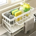 thumbnail image 1 of Kitchen Sink Dish Drying Rack | Slanted Sponge and Dishcloth Drainer | Countertop Organizer for Cleaning Tools and Bottles | Metal Storage Holder for Soap, Brushes, and Towels, 1 of 6