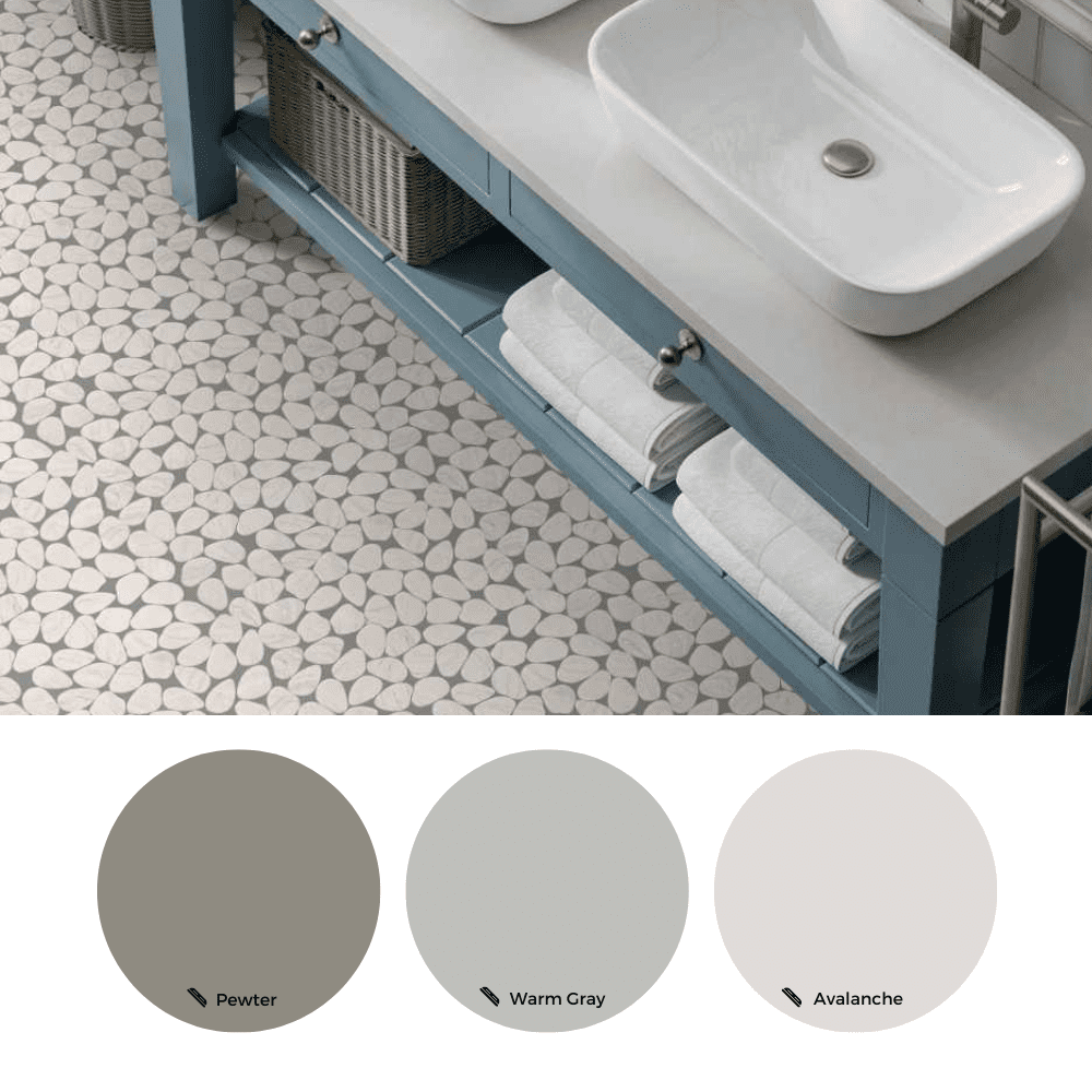 The Tile Life Recycled Cenote Pebble 13" x 13" Crema Matte Glass Mosaic Tile 1 Sheet