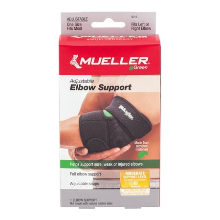 Mueller Green Antimicrobial Adjustable Elbow Support, Moderate Support
