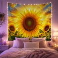 thumbnail image 2 of Large Sunflower with Golden Petals in Amber Rays, Serene Rustic Wall Art for Nature Lovers, Botanical Bloom Decor Housewarming Gift, Tapestry Wall Hanging for Living Room and Bedroom, 2 of 7