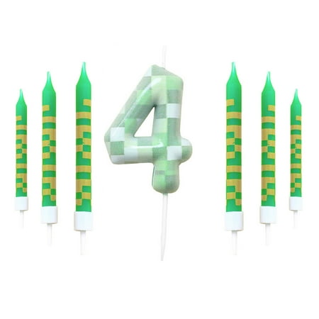 wuyuhangppo 7 Pieces Digital Cake Candle Decoration Minecraft Theme Green, Wishing Candle Kids Birthday Party, Digital Cake Candle Decoratio
