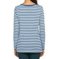 thumbnail image 4 of Tshirts For Women Striped Print Round Neck Long Sleeve Slim Tunic Tops Pullover T Shirts Holiday Wear,Blue,S, 4 of 8