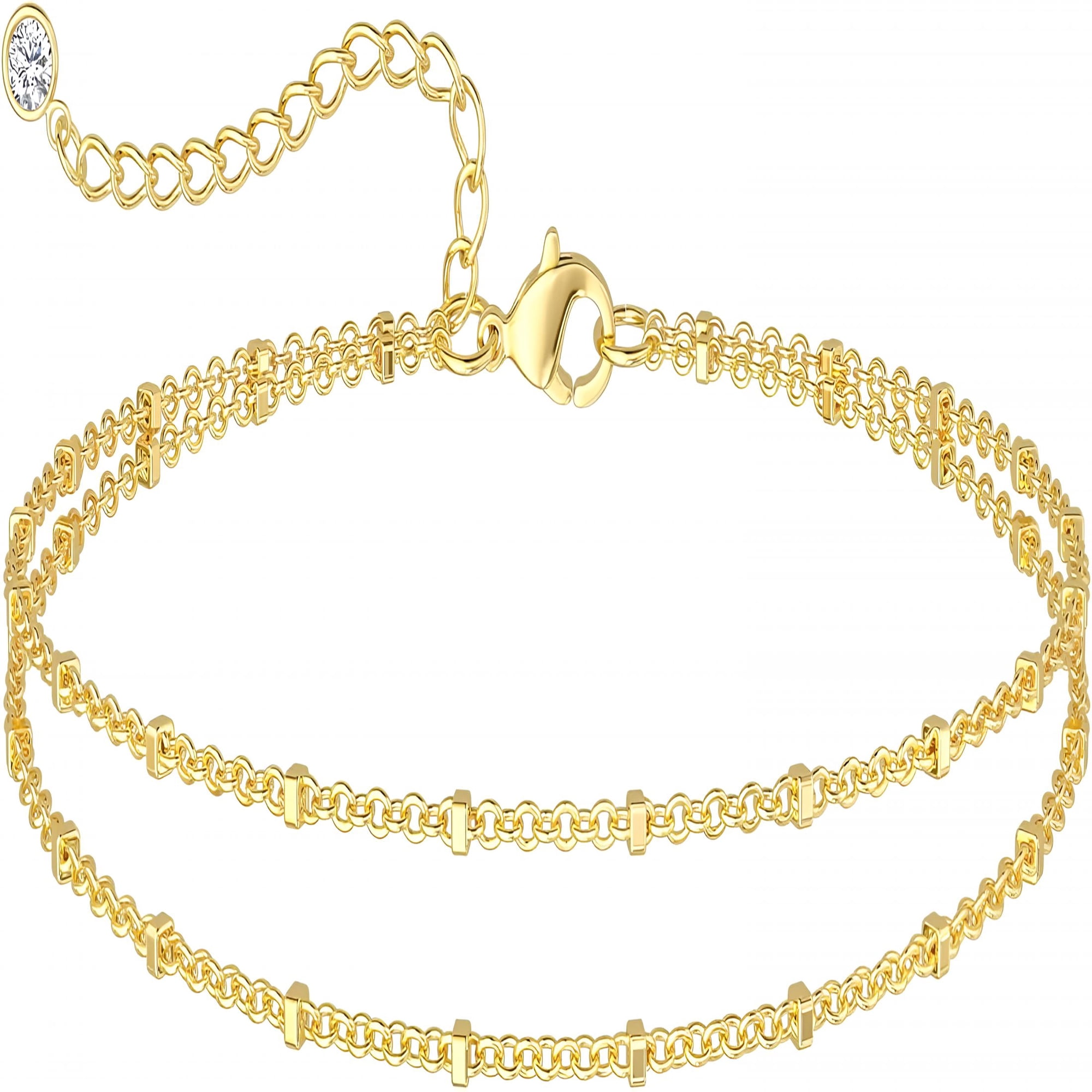 DESIGNICE Gold Plated Ankle Bracelets for Women,Waterproof Gold Plated Link Chain Anklets Non Tarnish Set Pack Summer Beach Jewelry Gift
