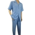 thumbnail image 2 of Men 2pc Walking Leisure Suit Short Sleeves By DREAMS Fancy 277-11 Ocean Blue, 2 of 9