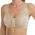 thumbnail image 2 of Rigardu Hot Sale!! Sports Bras for Women Padded 2025 Trendy No Underwire Lace Bras for Women Sponge Cup Front Closure Bras for Seniors Plus Size Full Coverage Bras No Wire Bras Beige L, 2 of 5