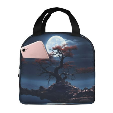 Insulated Lunch Bag for Women Men - Red Tree Moon Night Sky A Leakproof Cooler Lunch Box for Women Men  Lunch Tote Bags for Work School Picnic Travel
