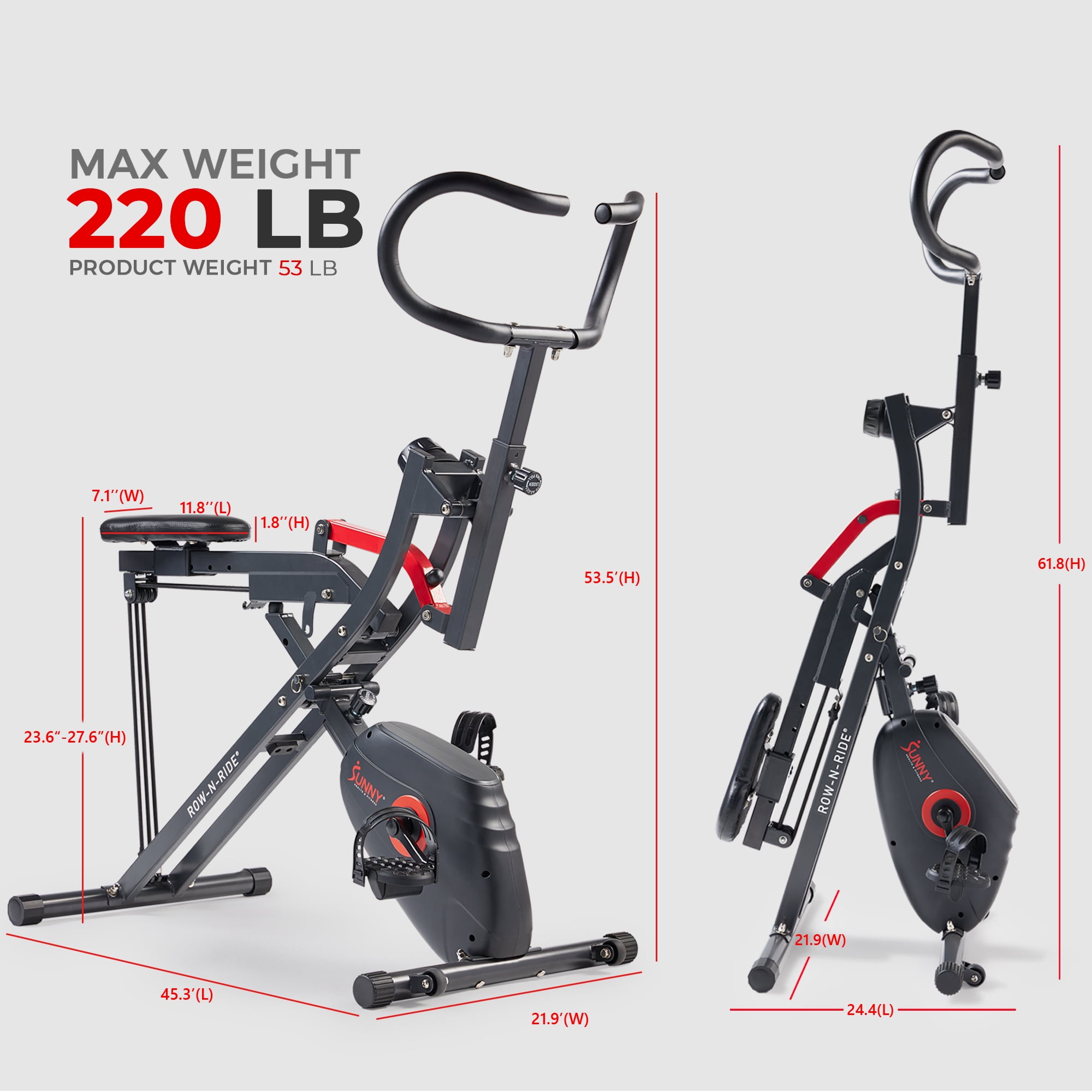 Sunny Health & Fitness Upright Row-N-Ride® 2-in-1 Magnetic Exercise Bike
