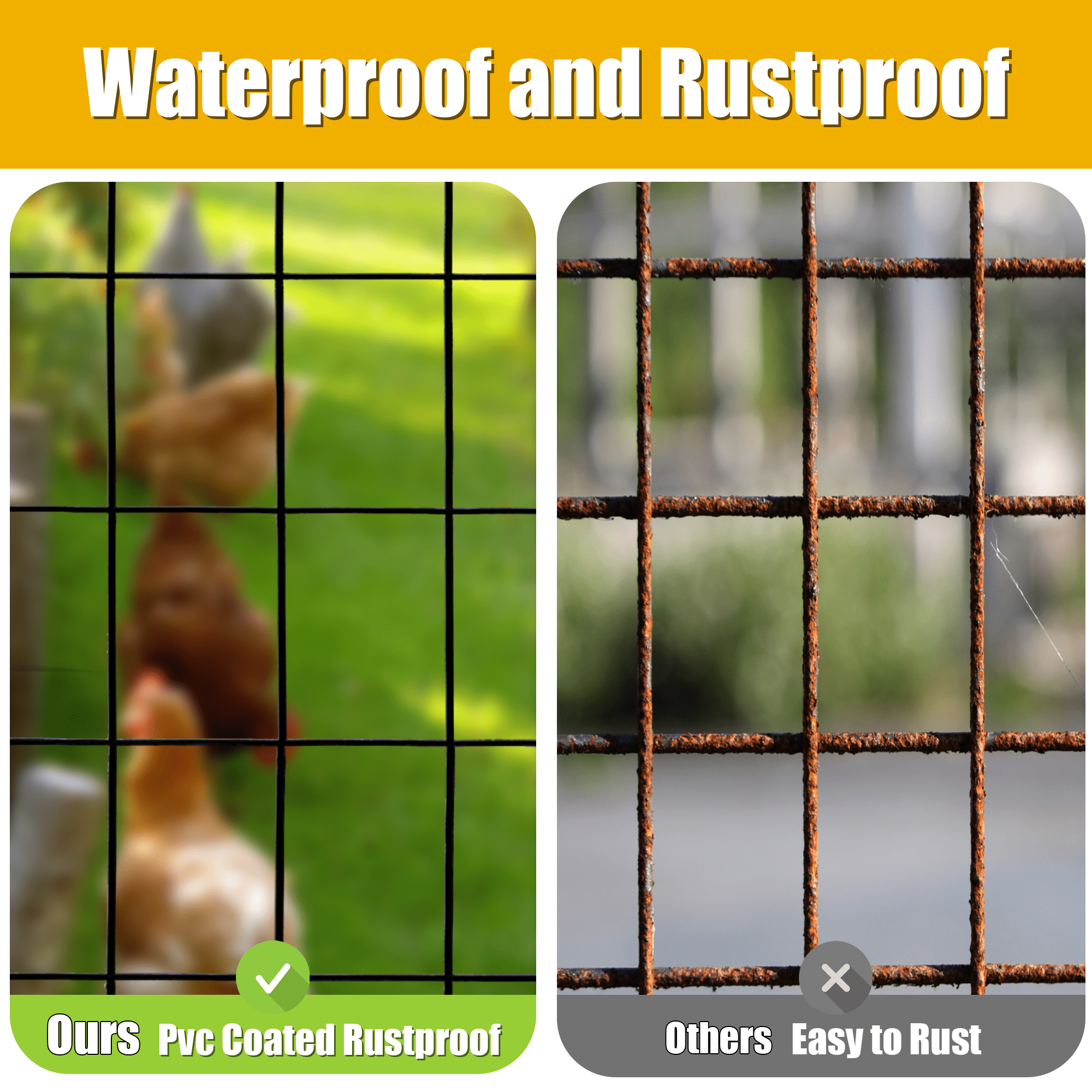 Black PVC Coated Welded Wire Fence, 24in(H) x100ft(L), 2 inch x 3 inch 16GA Garden Border Fence Roll, Vinyl Metal Chicken Wire Fencing Mesh Roll for Yard Vegetable Plant Protection Poultry Netting