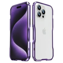 Dteck for iPhone 15 Pro Bumper Case Metal, Aluminum Alloy Bumper Frame Slim Fit No Back Design Raised Edge Protection with Screws Driver,Purple