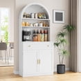 thumbnail image 2 of Akaber 71"H Pantry Cabinets with Doors and Shelves, Arched Modern Pantry Cabinets for Kitchen Storage with 1 Big Drawer and Spacious Countertop, White, 2 of 8