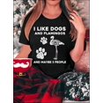 thumbnail image 1 of J'aime les Chiens et les Flamants Roses T-Shirt Graphique - Mélange de Polyester Col Rond Décontracté avec Imprimé Animal pour Femmes, Extensible Moyen, Confortable Toutes Saisons Fête des Pères, Fête des Mères, Nouvel An, Printemps, 1 of 8