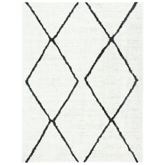 SAFAVIEH August Delroy Diamond Shag Area Rug, Ivory/Dark Grey, 9' x 12'