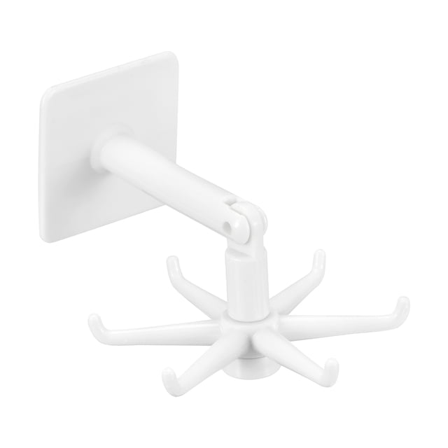 360 Grados Giratorio Plegable Gancho, 3uds Auto Adhesivo Pared Montado Vertical Abatibles Ganchos para Baño Cocina Armario, Blanco