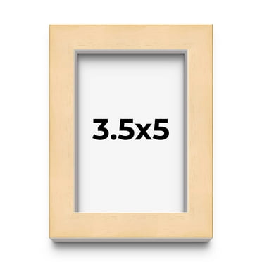 3.5x5 Frame Natural Wood Picture Frame | 0.75 Inch Moulding Width | with UV Acrylic Plexiglass,