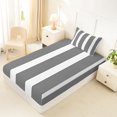 thumbnail image 5 of Castle Fairy Minimalist Thin Vertical Stripe Twin Sheets 3pcs,Geometric Wide Band Bedding,Black White,1 Flat Sheet, 1 Fitted Sheet and 1 Pillowcase, 5 of 7