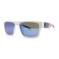thumbnail image 2 of Locs Patriotic USA Flag Print Arm Flat Top Manly Sunglasses White Flag - Blue Mirror, 2 of 4