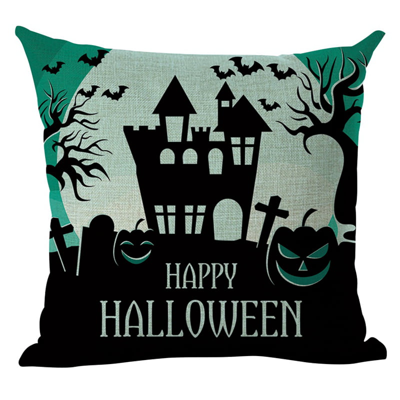 Decorative Halloween Skull Pillow Covers Skull And Pumpkin Throw Pillowcase Skeleton Cotton Linen Pillow Cushion Cover For Halloween Home Car Sofa Bedding Couch Decor 18 X 18 Inch Farmhouse 