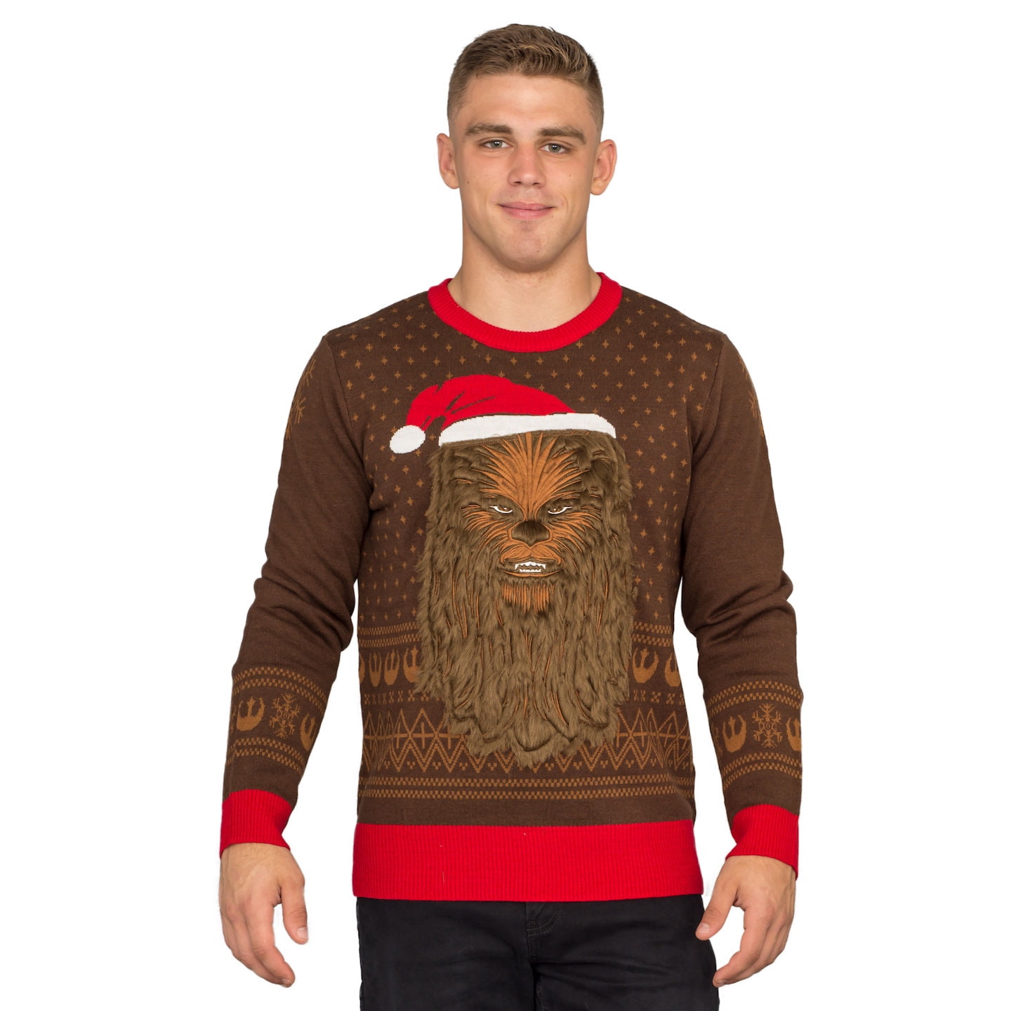 Hver uge Lam dato Star Wars Chewbacca Furry Face with Santa Hat Adult Ugly Christmas Sweater  - Walmart.com