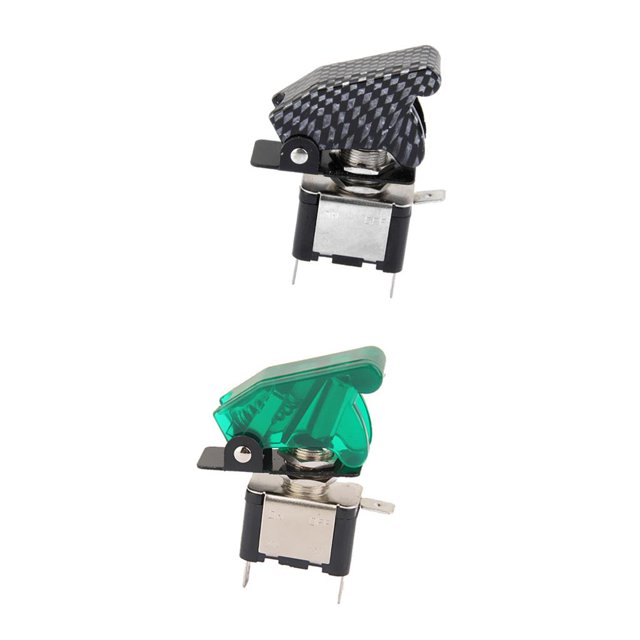 2 Piezas Del Coche 12V / 20A SPST Interruptor De Palanca Oscilante De Control Con LED Verde Y Azul Soledad Interruptor de rockero de luz de niebla de coche
