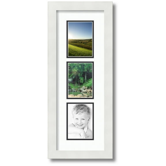 ArtToFrames Collage Photo Picture Frame with 3 - 3.5x5 Openings, Framed in White with Super White and Black Mats (CDM-3966-73)