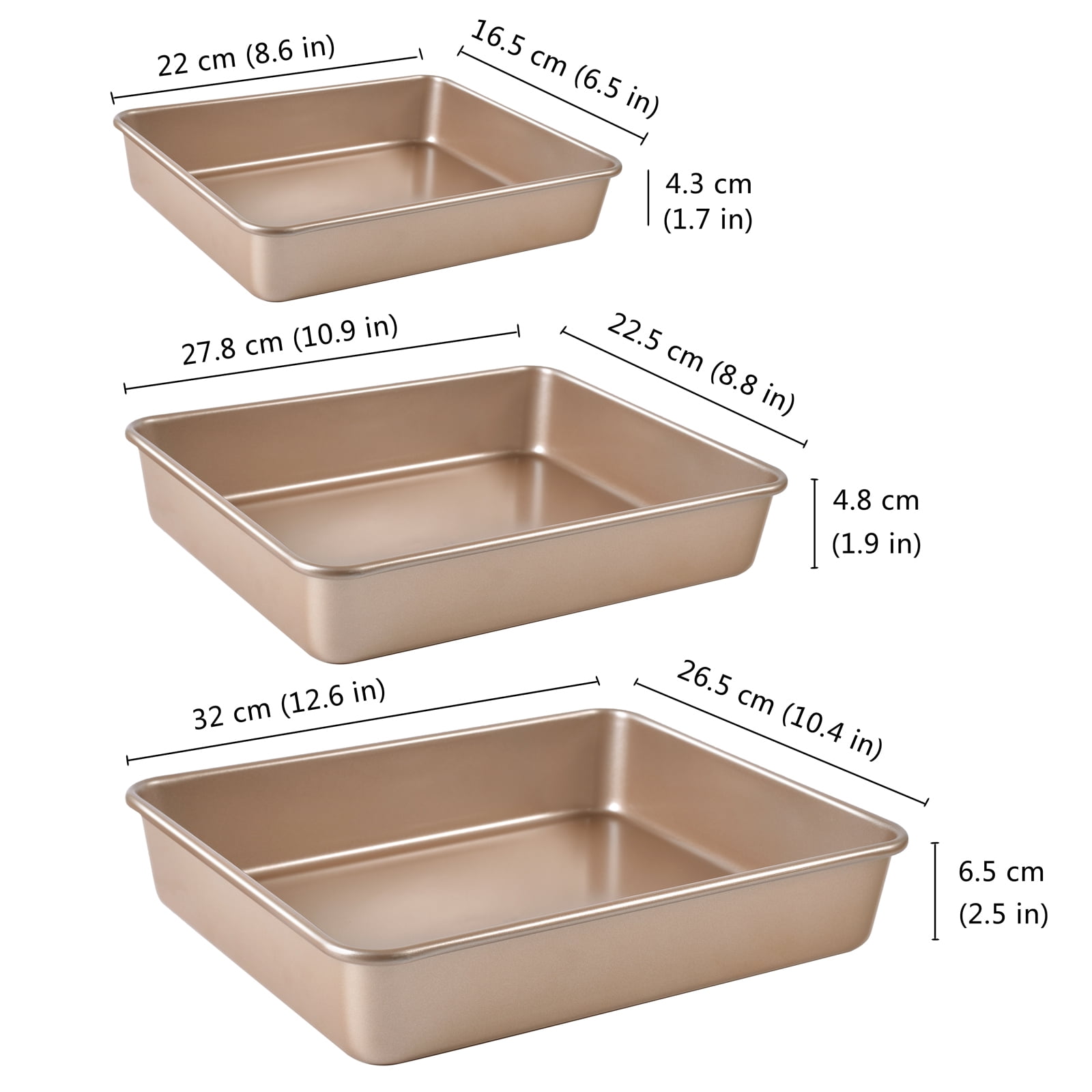 3-Piece Non-Stick Bakeware Set with Cookie Sheets and Cake Pan