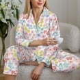 thumbnail image 6 of Yiaed Retro Floral Print Pajamas Women's Long Sleeve Sleepwear Soft Button Down Loungewear Pjs Lounge Set Nightwear Womens Pajama Pants-XX-Large, 6 of 7