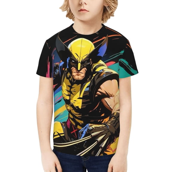 Wolverine T-Shirt for Boys Girls Youth, 3D Printed Graphic T-Shirts Short Sleeve Summer Casual Tee Shirts for Kids